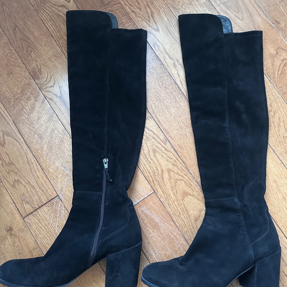 Stuart Weitzman Black Suede Over-the-Knee Boots